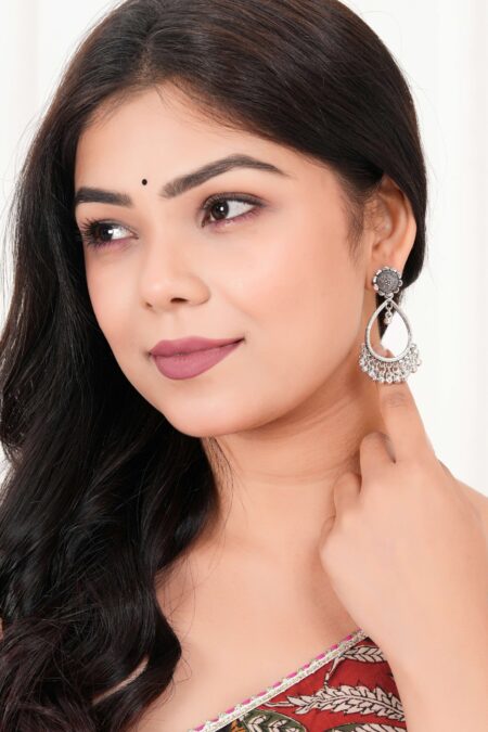 Earrings for Women Traditional Silver AZ838-OXidised Jhumka Set | German Silver Chand Baliyan & Jhumkas Earrings | Birthday & Anniversary Gift -AZ838-OX-ER34