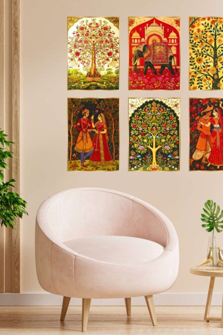 Set of Six Wall Paintings for Wall Dacoration Golden Framed Wall Paintings for Living Room & Bedroom Wall Art for Home Decoration & Office Wall Décor (13x10 inch CH-GD6-10)